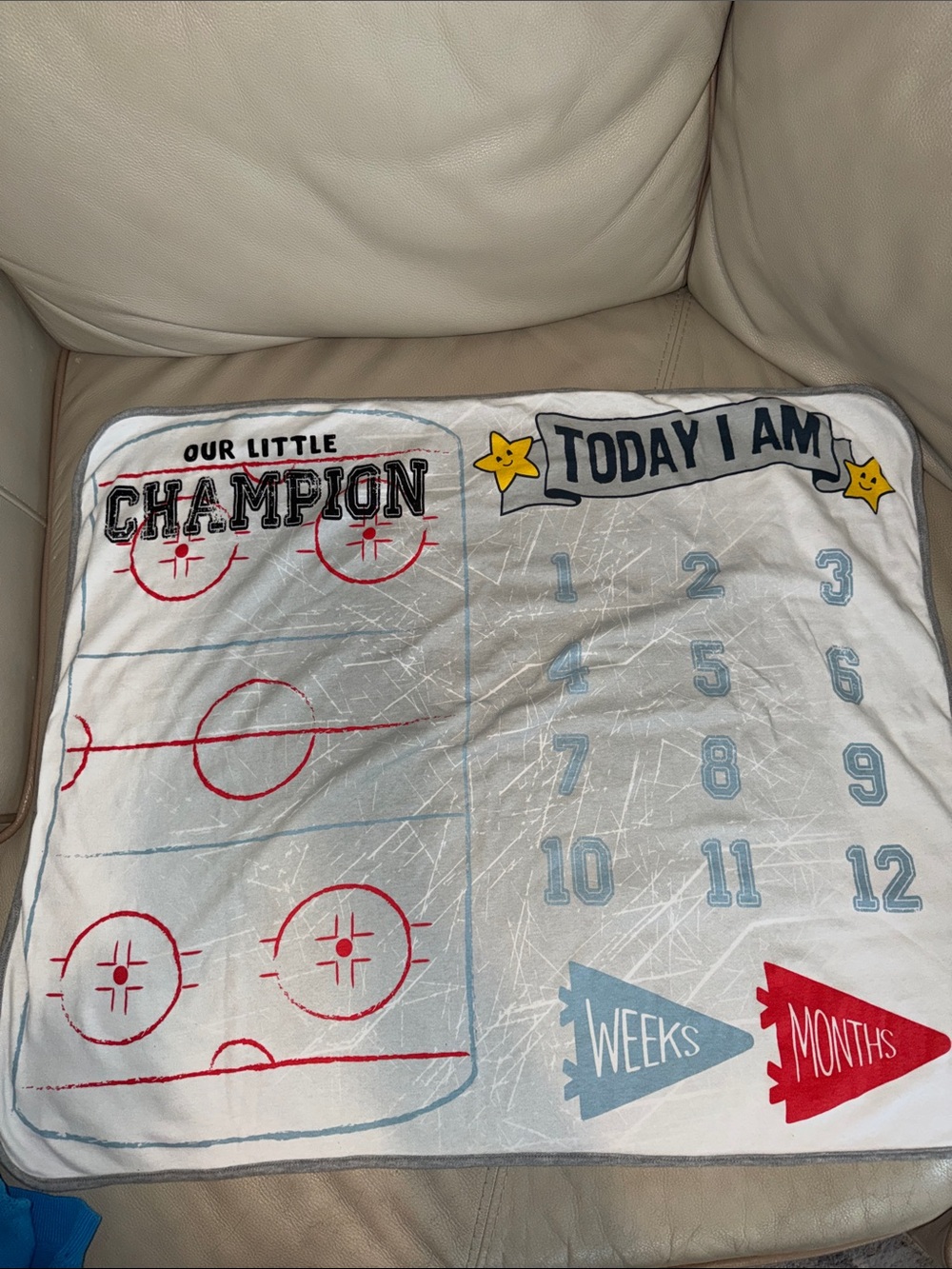 Our Little Champion Milestone Blanket - White, Red, Blue
